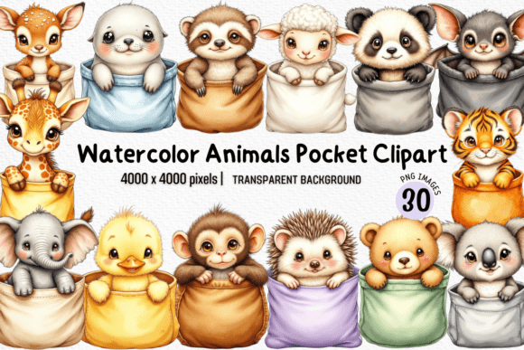 Charming Watercolor Pocket Clipart for Creators