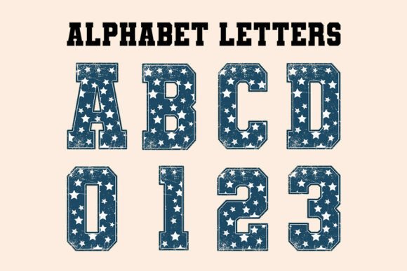 Checkered Patriotic Blue Alphabet Letter: Bold Graphic Style