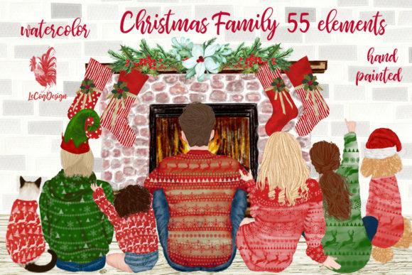 Christmas Family Fireplace Christmas: Hand-Painted Holiday Charm