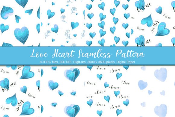 Cool Blue Heart Seamless Pattern: A Fresh Digital Asset for Designers