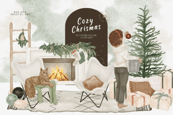 Cozy Christmas Watercolor Clipart: Elevate Your Holiday Designs