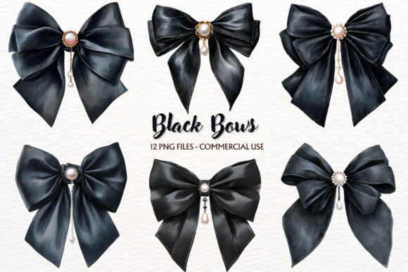 Elevate Your Designs with Watercolor Black Coquette Bow PNG Files