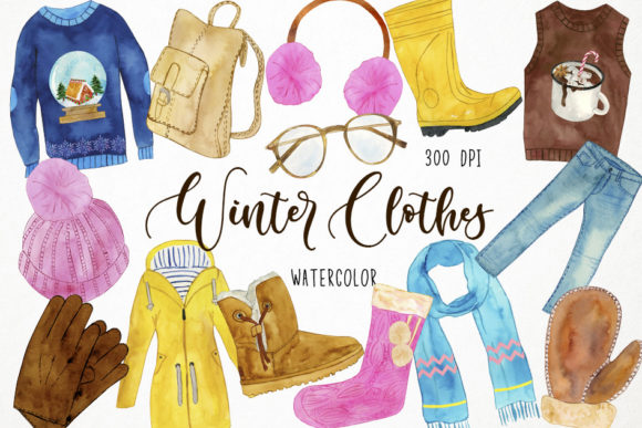 Embrace the Season with Watercolor Winter Clothes Clipart
