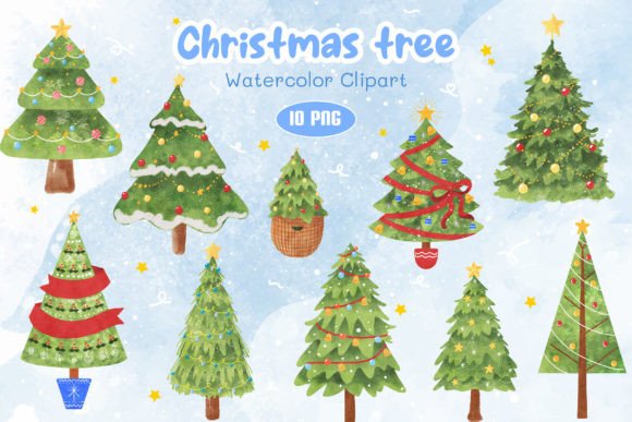 Enchanting Watercolor Christmas Tree Graphics for Your Projects