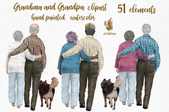 Grandparents Clipart: The Heartfelt Watercolor Asset for Designers