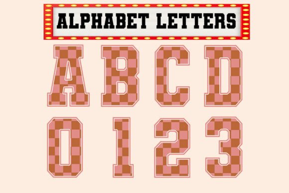 Holiday Neon Red Checkered Alphabet Set: Your Festive Design Toolkit