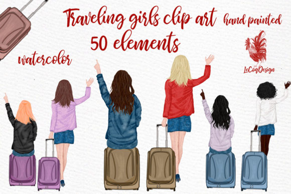 Infusing Wanderlust: The Charm of Travel Girls Clipart