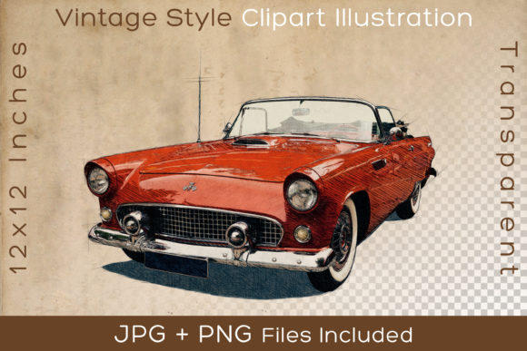 Red Ford Convertible Classic Car: A Vintage Design Asset