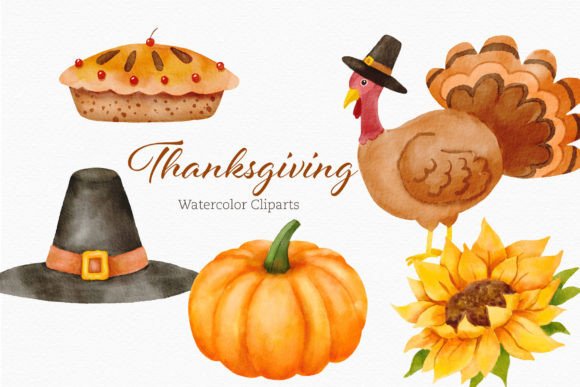 Thanksgiving Day Watercolor Clipart Png: Infuse Autumn Warmth