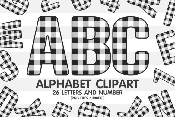The Charm of Black Gingham Alphabet Clipart PNG
