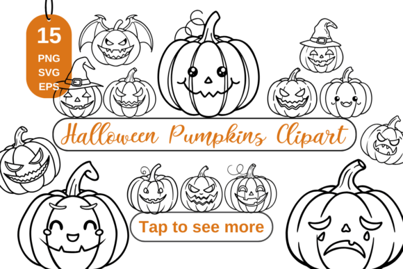 Vector Halloween Pumpkin Clipart, SVG
