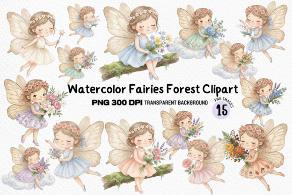 Watercolor Cute Floral Fairy PNG Bundle: Your Whimsical Design Toolkit