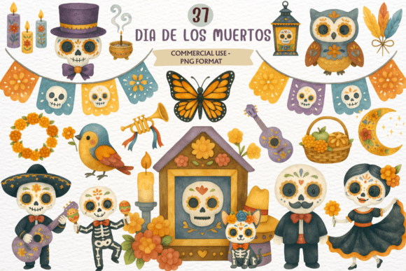 Watercolor Dia De Los Muertos Clipart: Artistry for Your Projects
